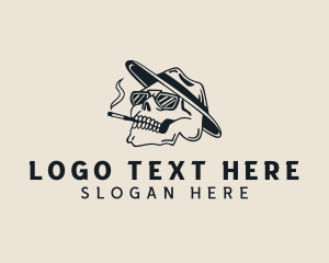 Skull - Smoking Cigarette Skull logo design