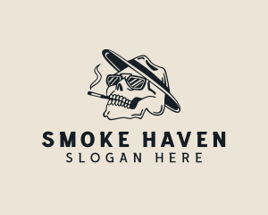 Smoking - Smoking Cigarette Skull logo design