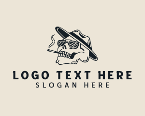 Smoking Cigarette Skull Logo