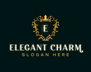 Elegant Crown Shield logo design