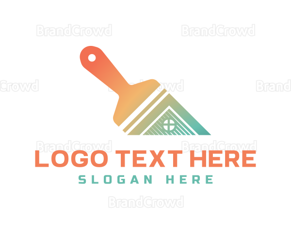 Gradient Home Paintbrush Logo