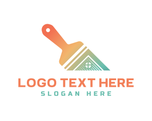 Home Improvement - Gradient Home Paintbrush logo design