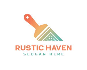 House - Gradient Home Paintbrush logo design