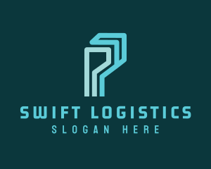Logistics - Digital Logistics Letter P logo design
