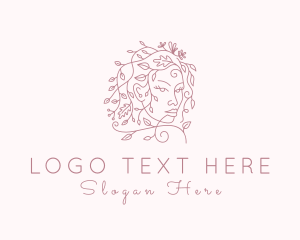 Woman - Floral Organic Makeup logo design