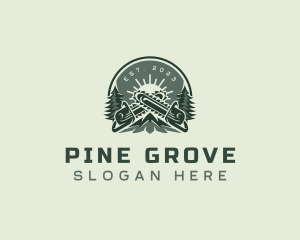 Chainsaw Mountain Pine Tree logo design