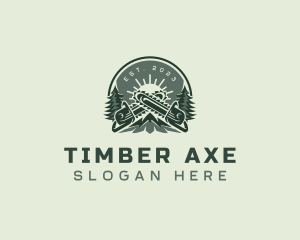 Chainsaw Mountain Pine Tree logo design