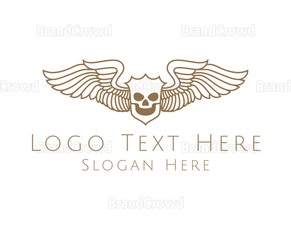 Shield Skeleton Wings Logo