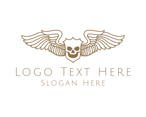 Skull - Shield Skeleton Wings logo design