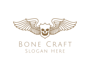 Skeleton - Shield Skeleton Wings logo design