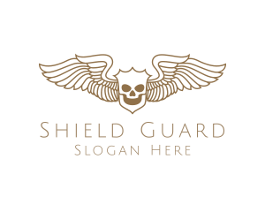 Skull - Shield Skeleton Wings logo design