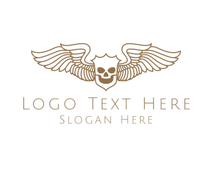 Dogfight - Shield Skeleton Wings logo design