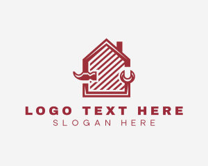 Wrench - Hammer Wrench House Tools logo design