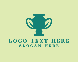 Awarding - Leaf Trophy Vase logo design