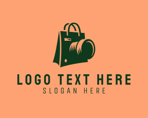 Photo Booth - Camera Shopping Bag logo design
