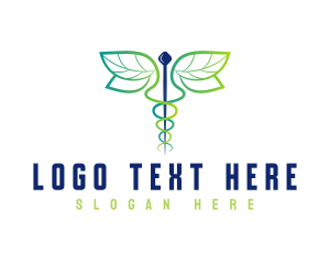 Pharmacy - Leaf Wings Caduceus logo design
