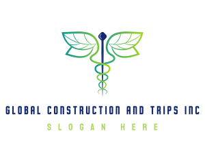 Hospital - Leaf Wings Caduceus logo design