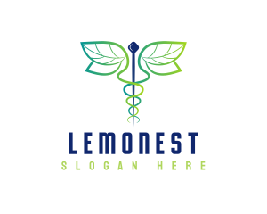 Treatment - Leaf Wings Caduceus logo design