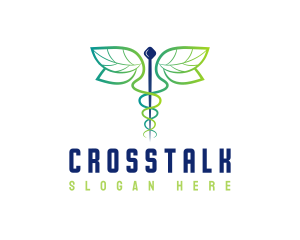 Health Center - Leaf Wings Caduceus logo design