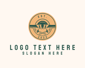 Woodworking - Hammer Saw Construction Tools logo design