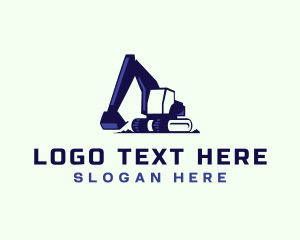 Worker - Backhoe Excavator Equipment logo design