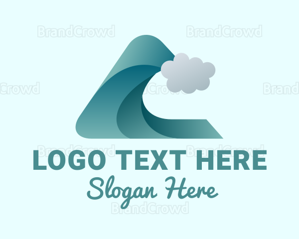 3D Wave Surfing Beach Logo