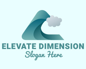 3D Wave Surfing Beach  logo design