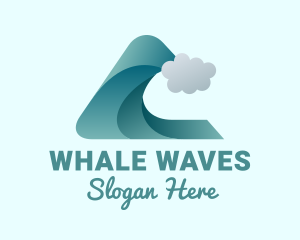 3D Wave Surfing Beach  logo design