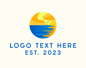Island - Aqua Beach Sunset logo design