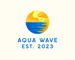 Seascape - Aqua Beach Sunset logo design