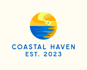 Aqua Beach Sunset logo design