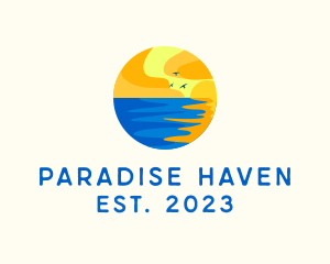 Aqua Beach Sunset logo design