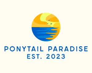 Aqua Beach Sunset logo design