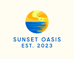 Aqua Beach Sunset logo design