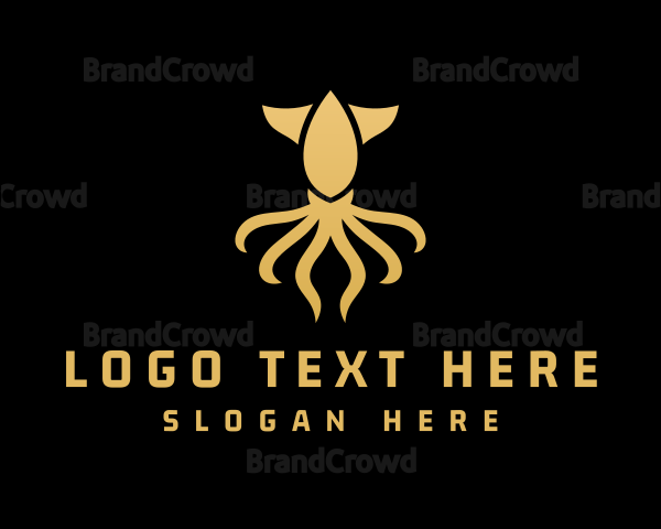 Gold Squid Tentacles Logo