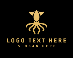 Abyssmal - Gold Squid Tentacles logo design