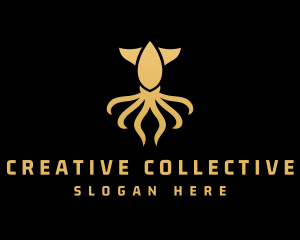 Gold Squid Tentacles logo design