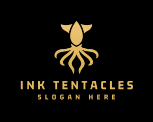 Gold Squid Tentacles logo design