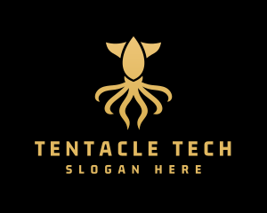 Gold Squid Tentacles logo design