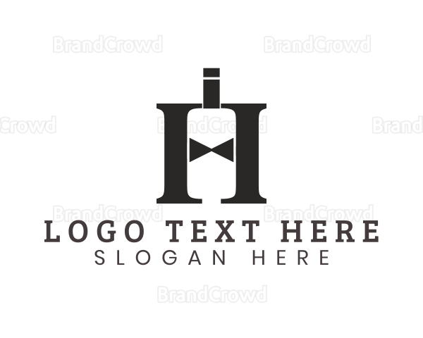 Bow Tie Bottle Letter H Logo