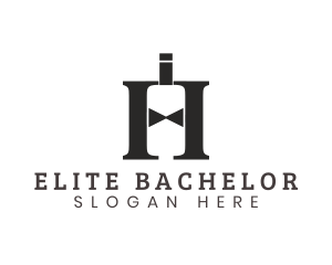 Bachelor - Bow Tie Bottle Letter H logo design