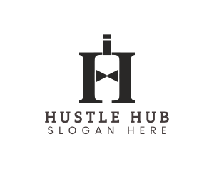 Bow Tie Bottle Letter H logo design