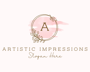 Autumn Watercolor Wreath logo design