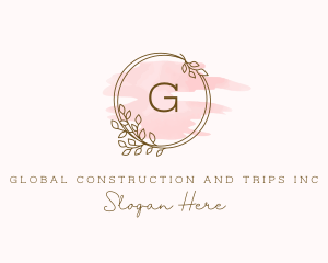 Floristry - Autumn Watercolor Wreath logo design