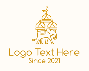 Islamic - Elephant Mosque Outline logo design