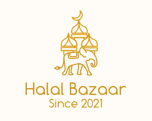 Elephant Mosque Outline logo design