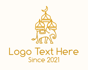 Arabic - Elephant Mosque Outline logo design