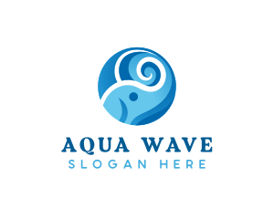 Elephant Water Wave  logo design