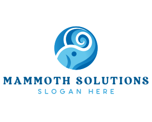 Mammoth - Elephant Water Wave logo design