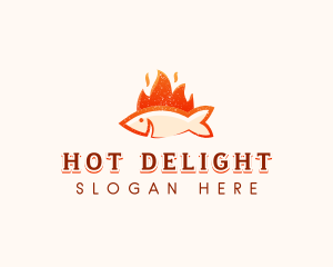 Smoked Flaming Fish BBQ logo design